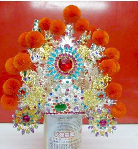 柳絲雙色元帥帽-絨球